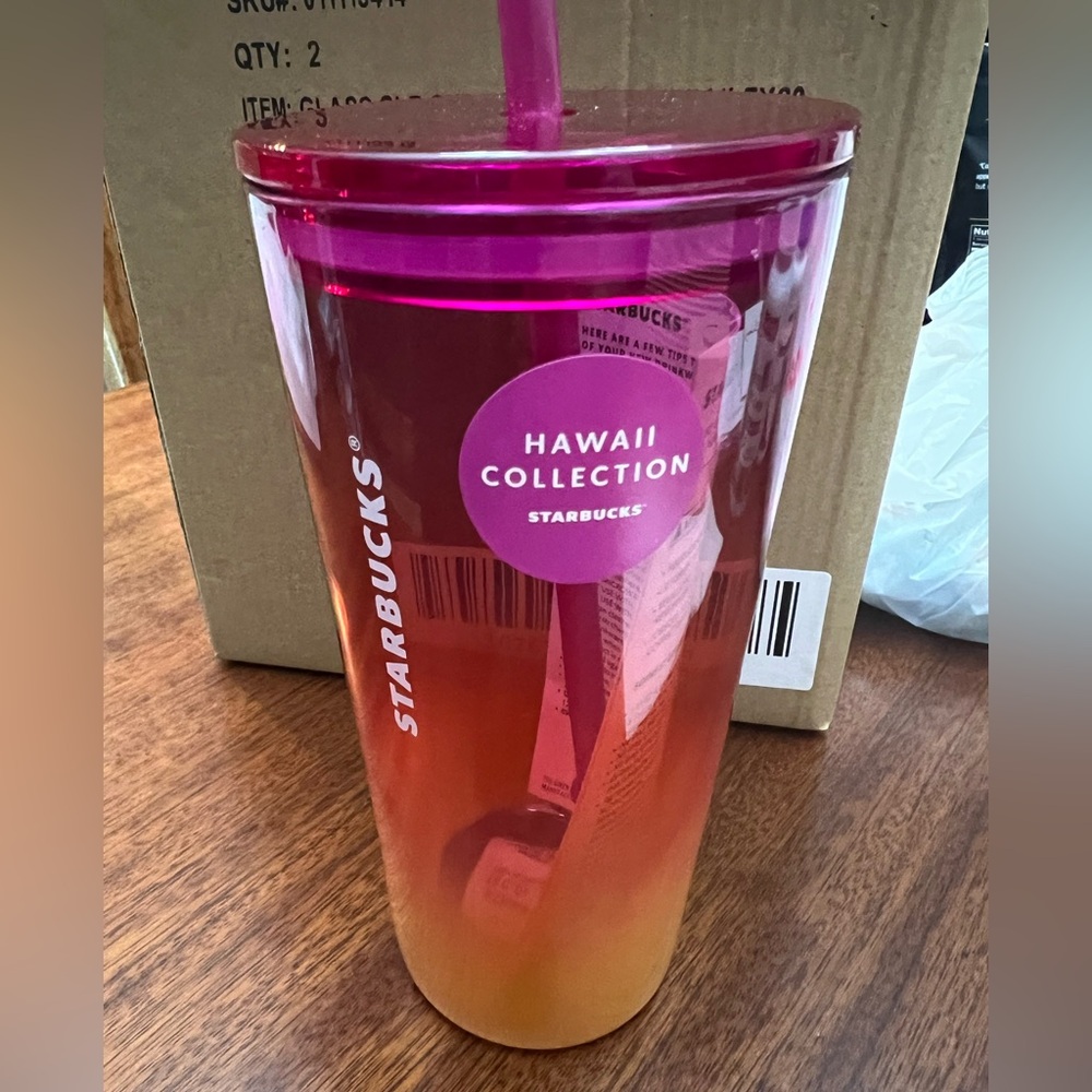 Starbucks Red Yellow Ombre Sunset Glass Tumbler - Picture 10 of 11